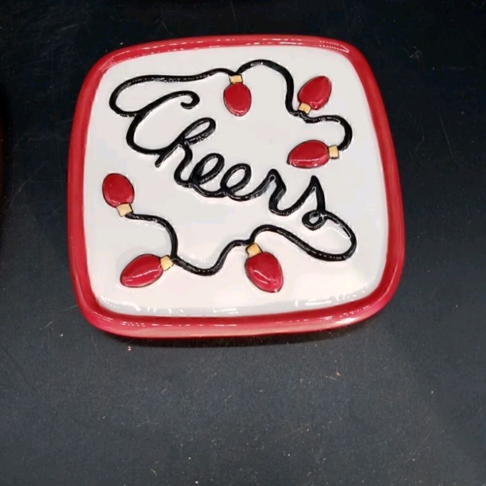 Fitz & Floyd "Cheers" Ceramic Set of 4 Coasters - Picture 2 of 6